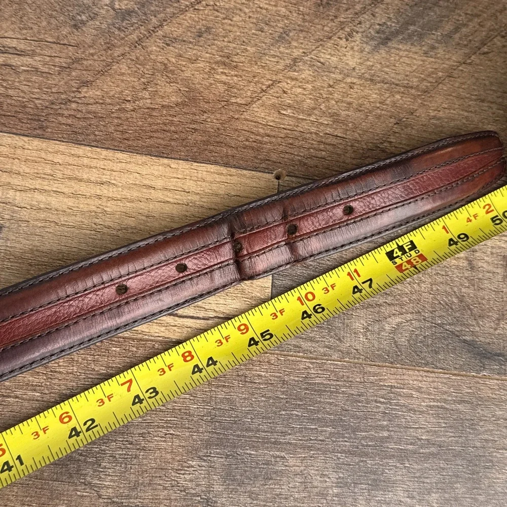 Vintage ENRO Golf Italian Leather Belt Braided Trim Brown Mens Size 44